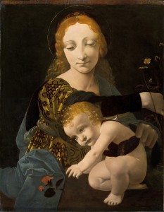 Giovanni Antonio Boltraffio (Milano 1467 – 1516) Madonna con il Bambino (“Madonna della Rosa”), c. 1485-1487           olio di lino e noce su tavola, inv. 1609 ©Museo Poldi Pezzoli, Milano  