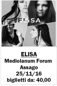 Concerto Elisa al forum di Assago 2016