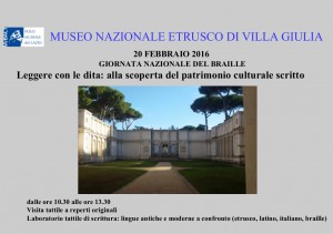 Villa Giulia 20 febbraio 2016 Giornata del Braille disabilità-museo