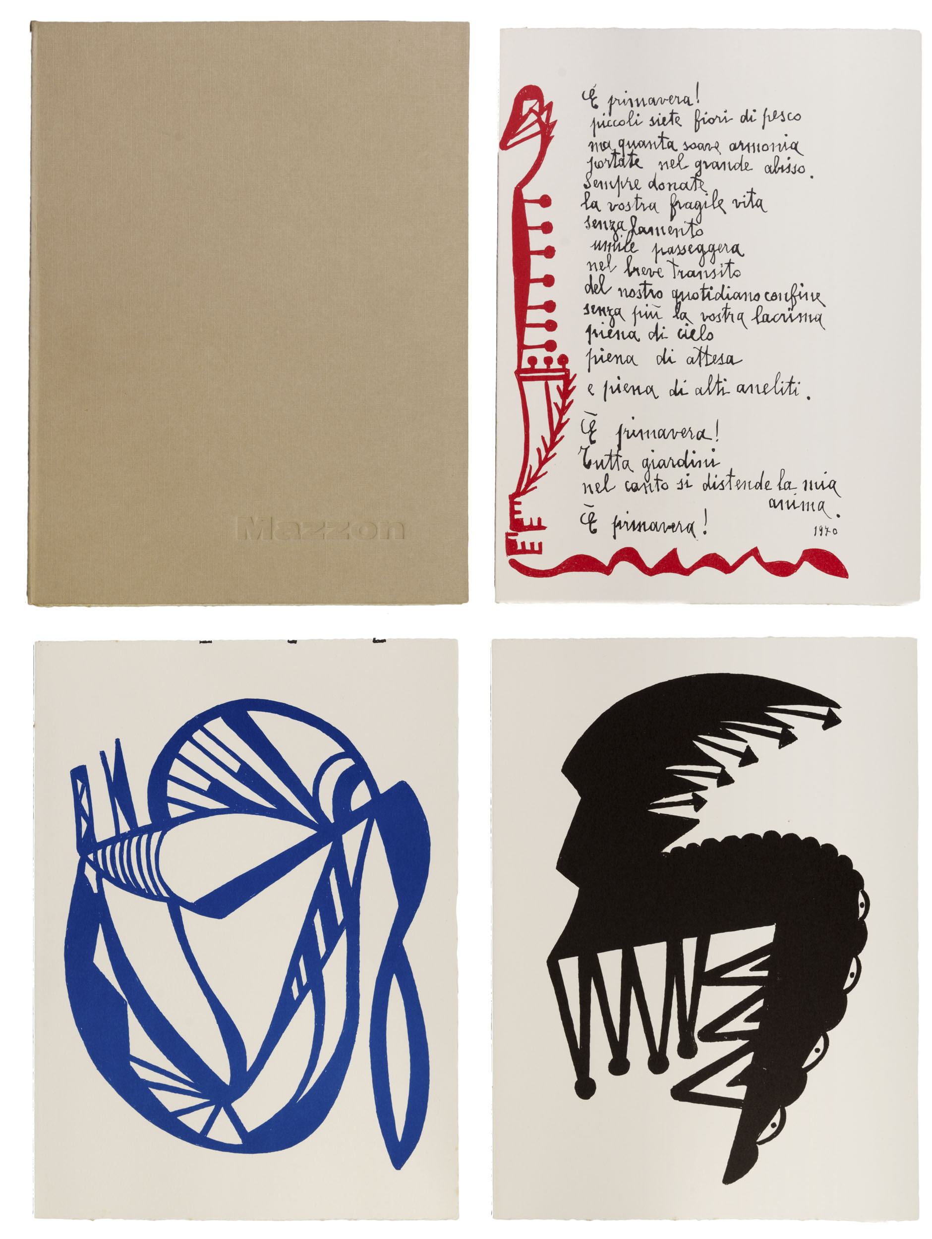Galliano Mazzon, L'Essenza dell'Essere, 1972, libro d'artista formato da 10 fogli non rilegati, 38 x 29 cm